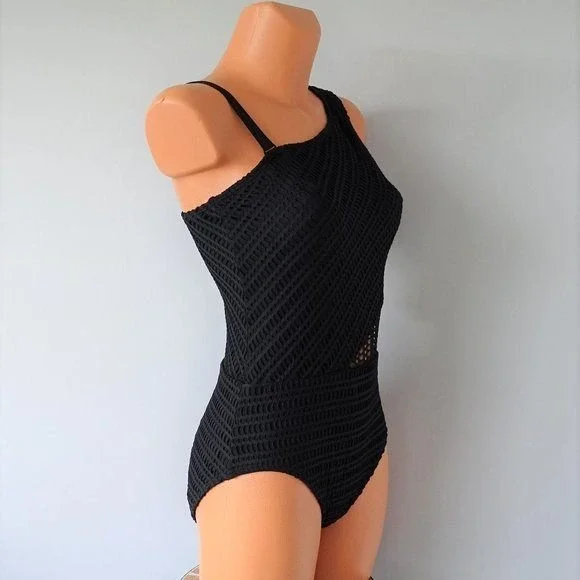 Coco Reef Contours One-Shoulder Shaping Swimsuit Cutout‎ Black Size 10/34C - Picture 2 of 8